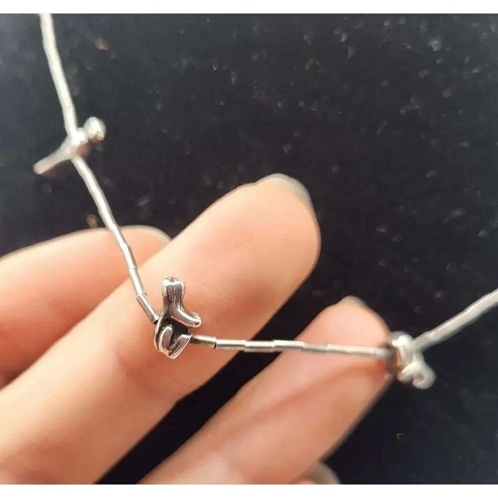 Native American Totem Fetish Bird Bear Cougar Sterling Silver Dainty Necklace 14